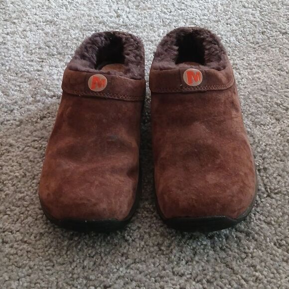 Merrell brown faux fur lined clogs  Sz 5 GUC - Picture 2 of 7